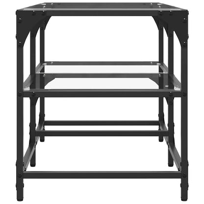 Salontafel met transparant glazen blad 78,5x40x45 cm staal