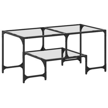 Salontafel met transparant glazen blad 98,5x50x45 cm staal