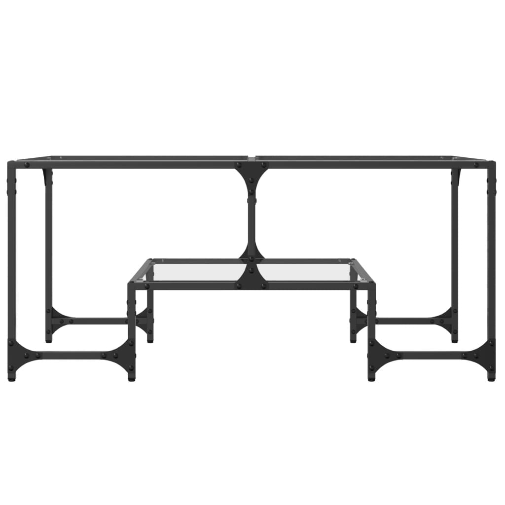 Salontafel met transparant glazen blad 98,5x50x45 cm staal