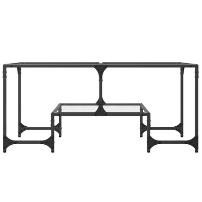 Salontafel met transparant glazen blad 98,5x50x45 cm staal