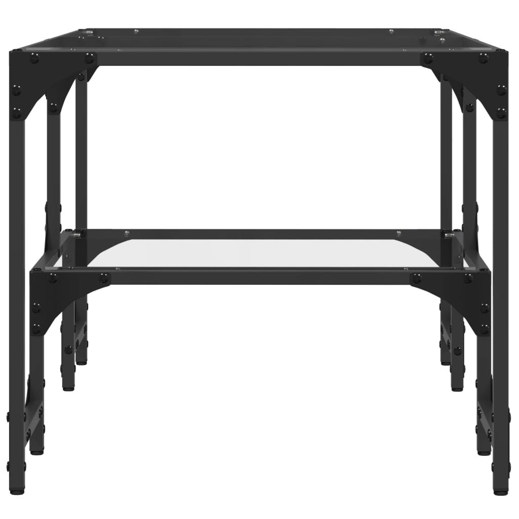 Salontafel met transparant glazen blad 98,5x50x45 cm staal