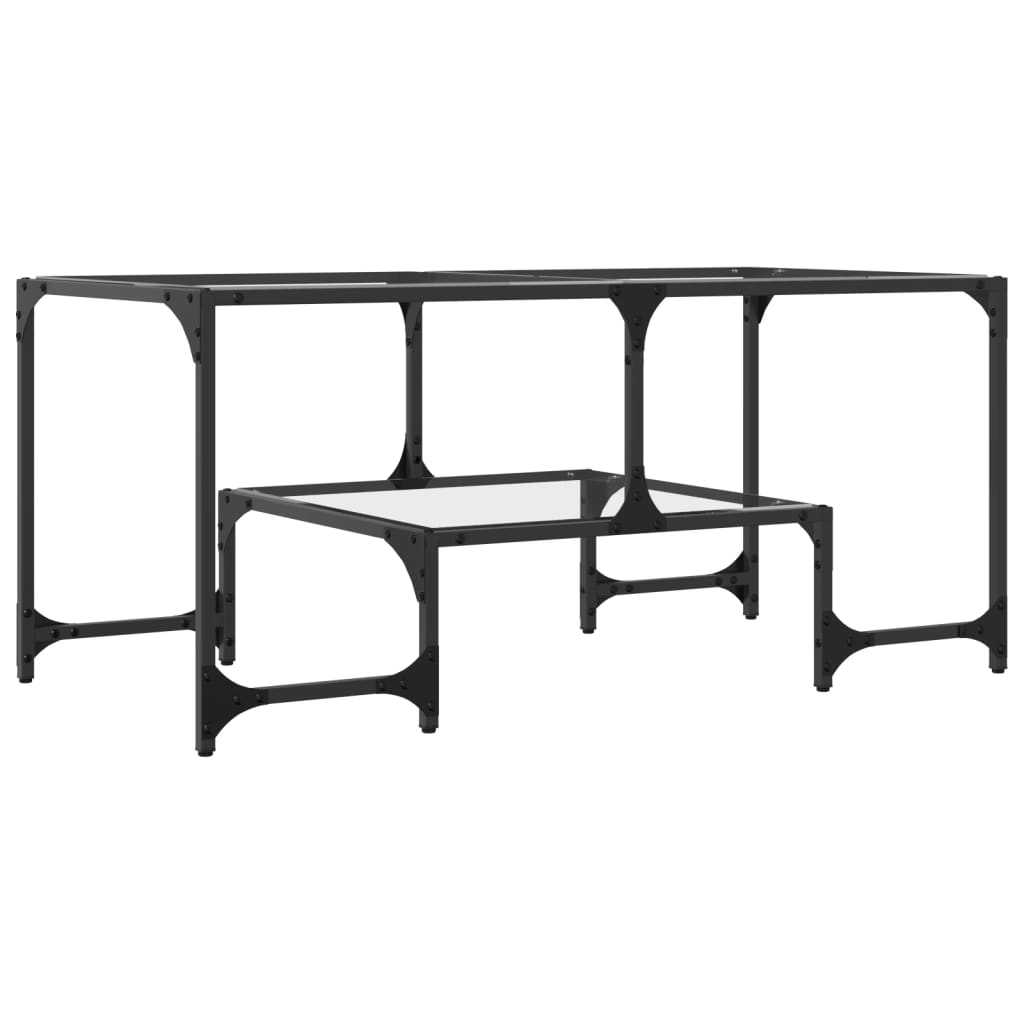 Salontafel met transparant glazen blad 98,5x50x45 cm staal