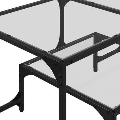 Salontafel met transparant glazen blad 98,5x50x45 cm staal