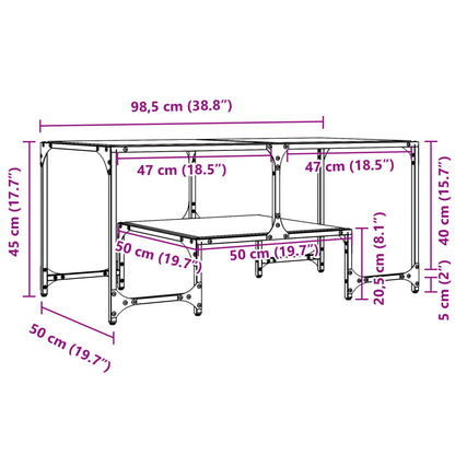 Salontafel met transparant glazen blad 98,5x50x45 cm staal
