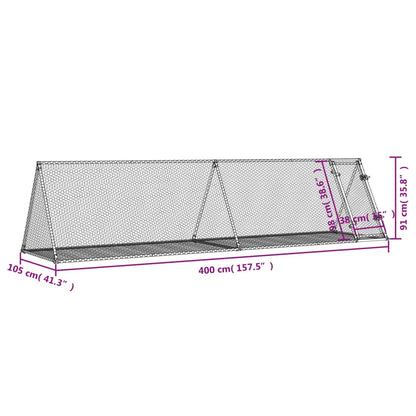 Konijnenhok 400x105x91 cm gegalvaniseerd staal zilverkleurig