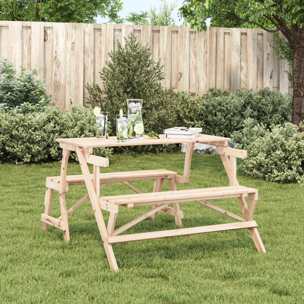 Picknicktafel met banken 2-in-1 ombouwbaar massief vurenhout