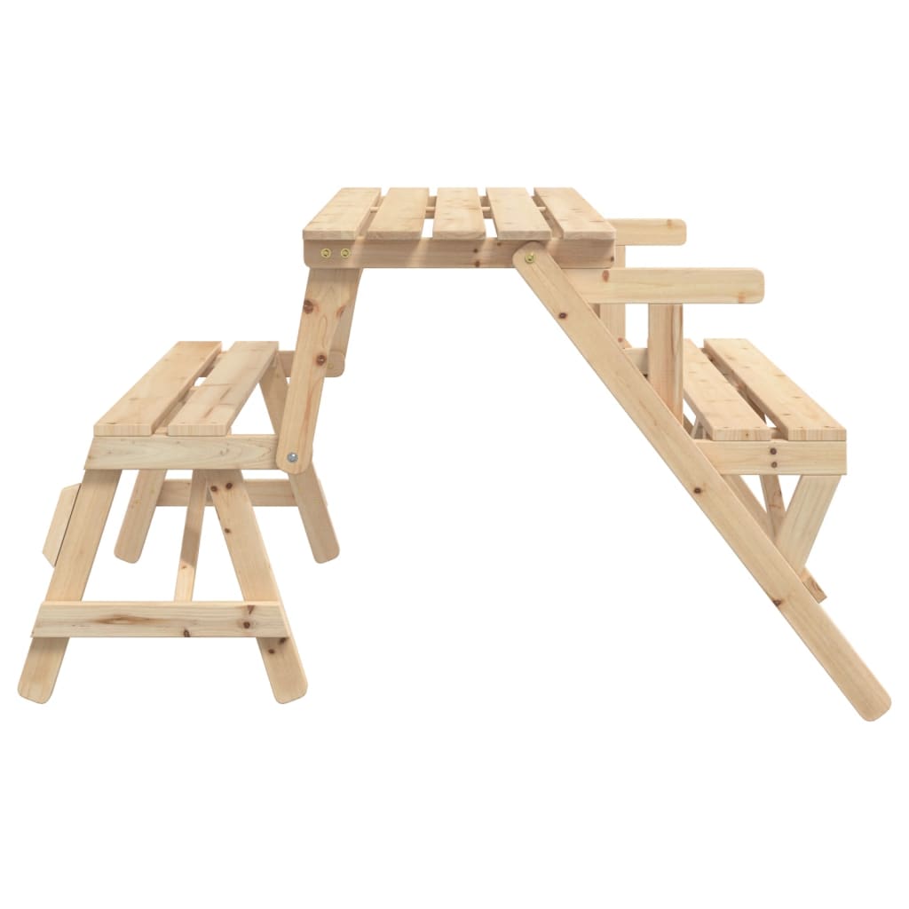 Picknicktafel met banken 2-in-1 ombouwbaar massief vurenhout