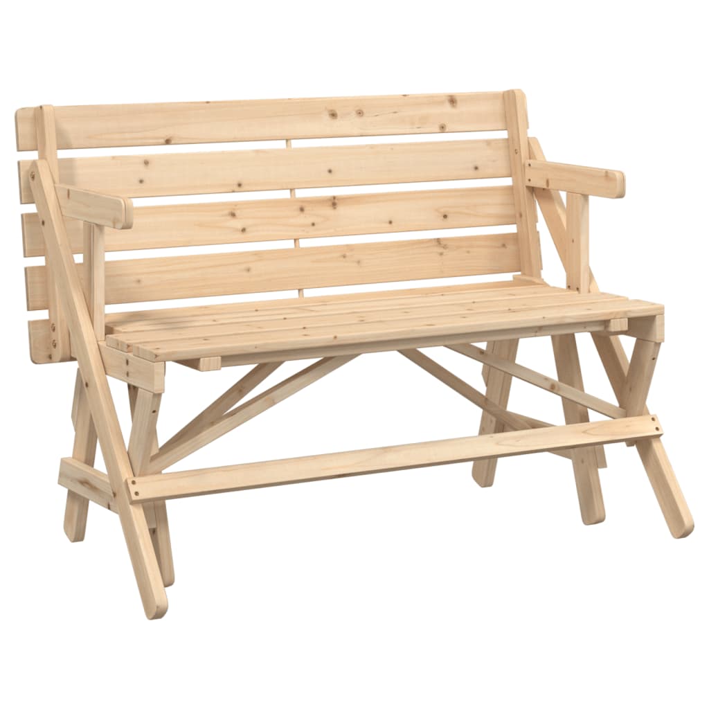 Picknicktafel met banken 2-in-1 ombouwbaar massief vurenhout