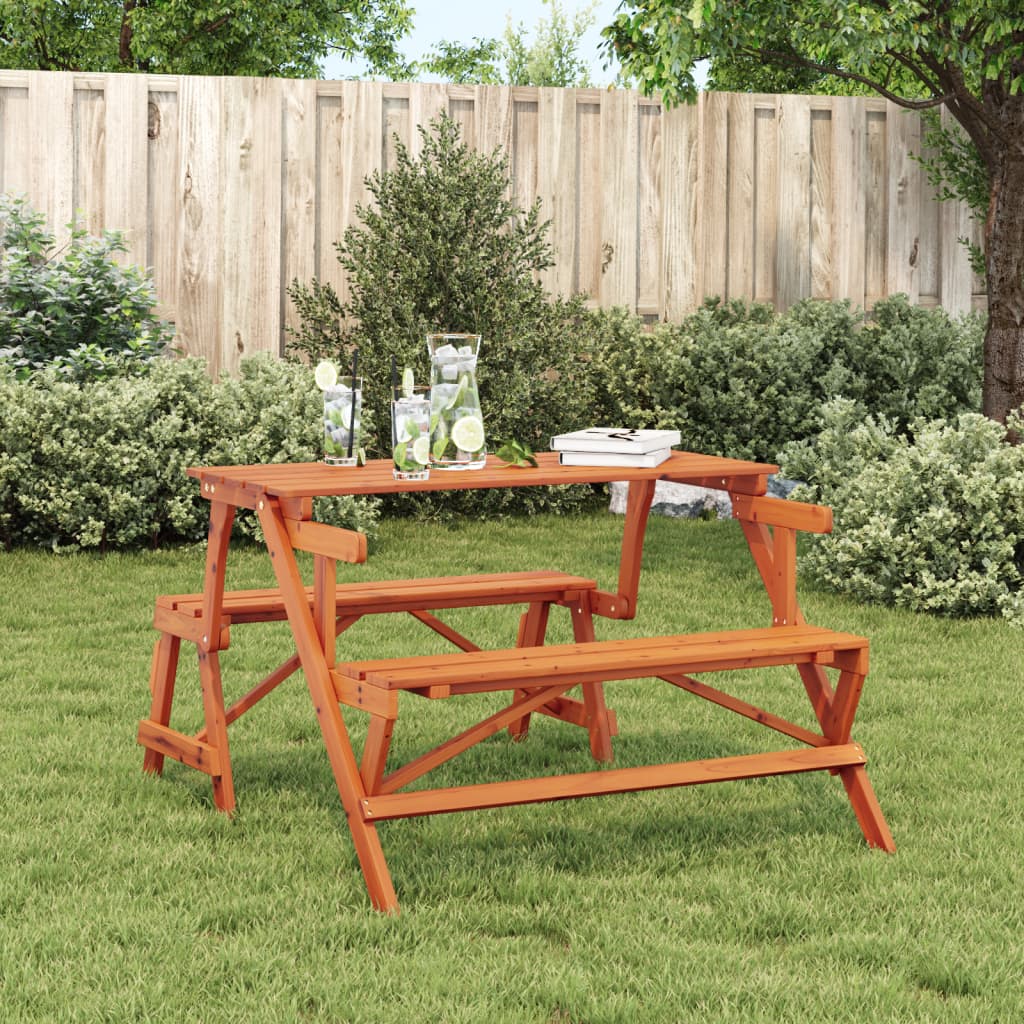 Picknicktafel met banken 2-in-1 ombouwbaar massief vurenhout