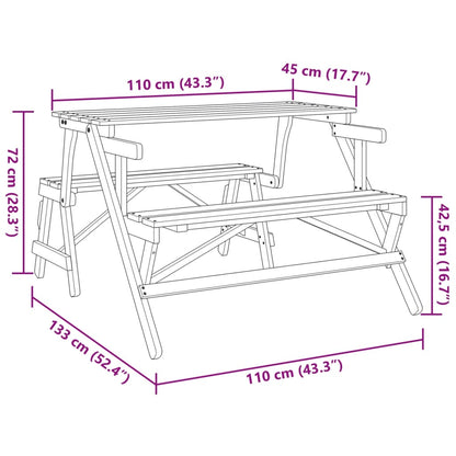 Picknicktafel met banken 2-in-1 ombouwbaar massief vurenhout