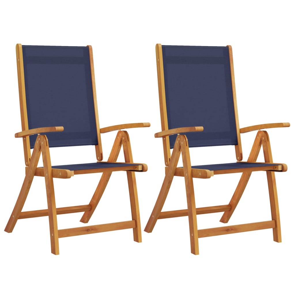 Tuinstoelen inklapbaar 2 st massief acaciahout en textileen