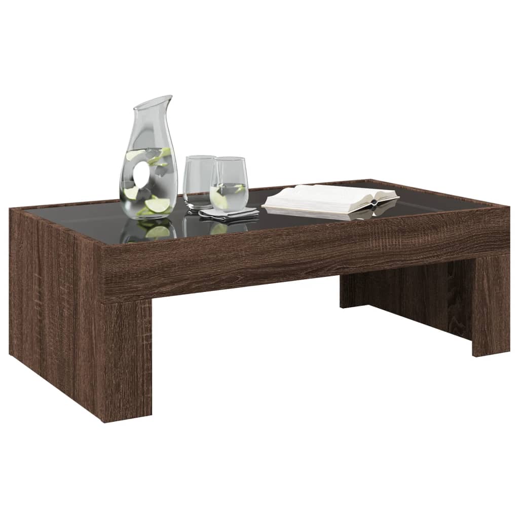 Salontafel met Infinity LED 90x50x30 cm bruin eikenkleurig