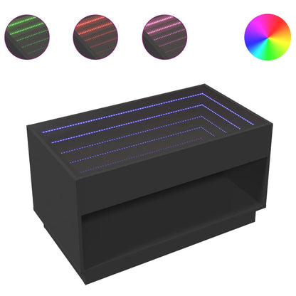 Salontafel met Infinity LED 90x50x50 cm zwart