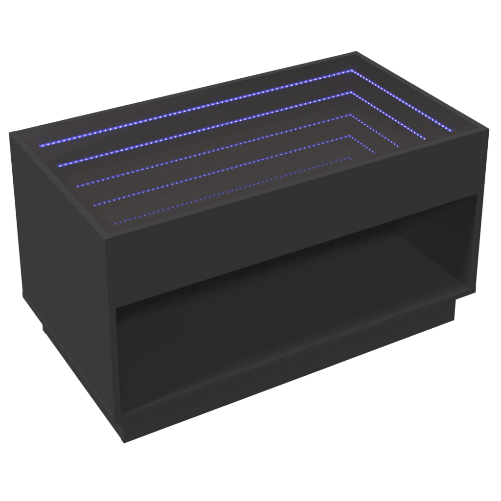 Salontafel met Infinity LED 90x50x50 cm zwart