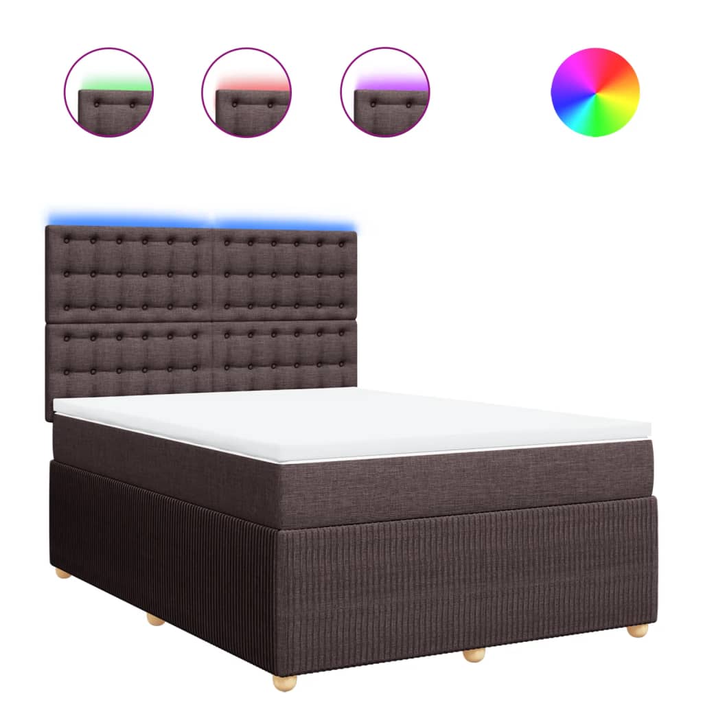 Boxspring met matras stof donkerbruin 140x200 cm