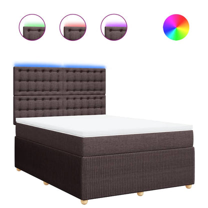 Boxspring met matras stof donkerbruin 140x200 cm