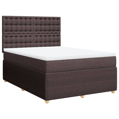 Boxspring met matras stof donkerbruin 140x200 cm