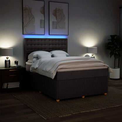 Boxspring met matras stof donkerbruin 140x200 cm