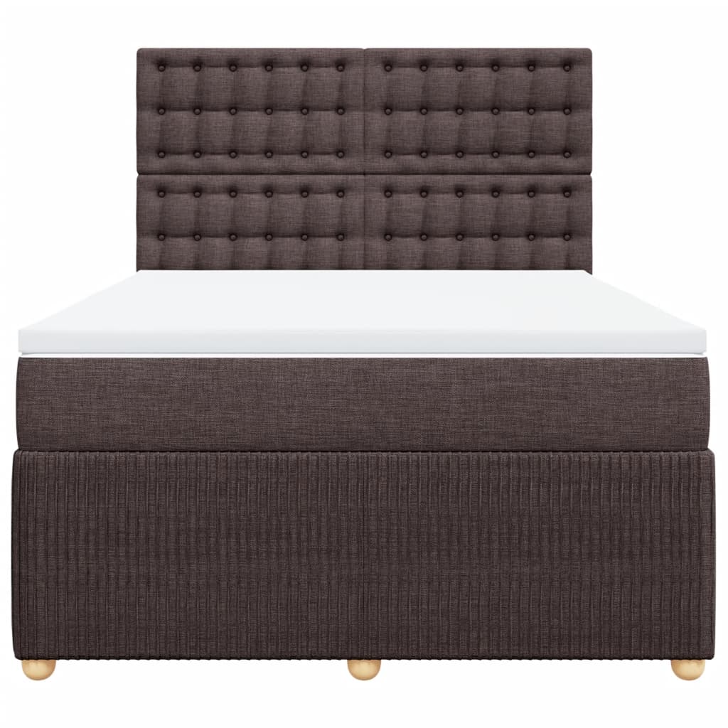Boxspring met matras stof donkerbruin 140x200 cm
