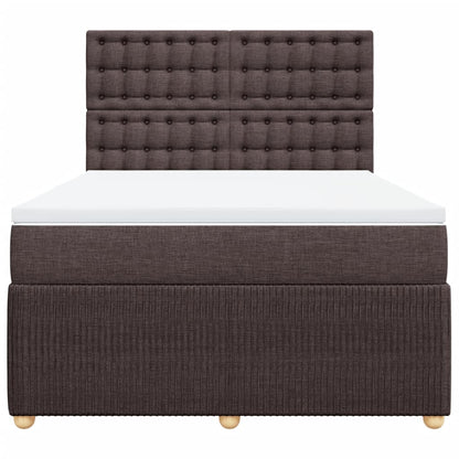 Boxspring met matras stof donkerbruin 140x200 cm