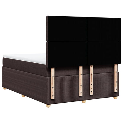 Boxspring met matras stof donkerbruin 140x200 cm