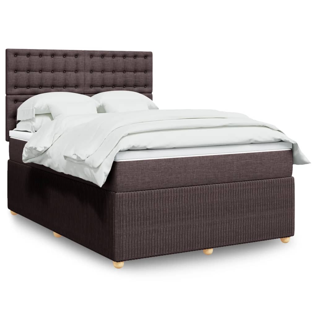 Boxspring met matras stof donkerbruin 140x200 cm