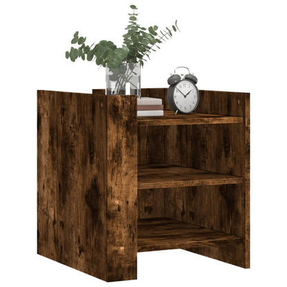 Nachtkastje 45x50x50 cm bewerkt hout gerookt eikenkleurig