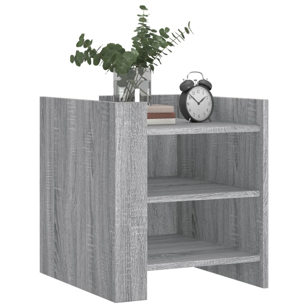 Nachtkastje 45x50x50 cm bewerkt hout grijs sonoma eikenkleurig