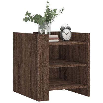Nachtkastje 45x50x50 cm bewerkt hout bruin eikenkleurig