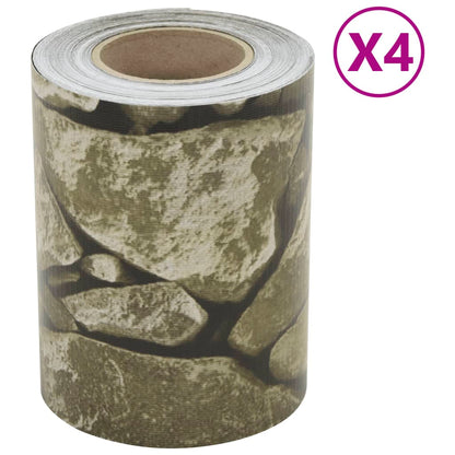 Tuinscherm 4 st steenpatroon 35x0,19 m PVC grijs