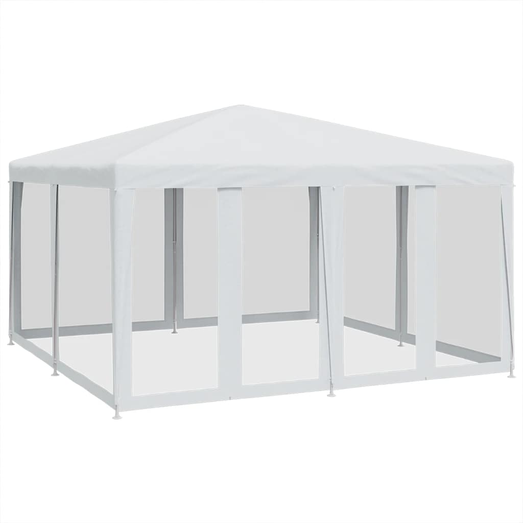 Partytent met 8 mesh zijwanden 4x4 m HDPE wit