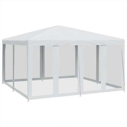 Partytent met 8 mesh zijwanden 4x4 m HDPE wit