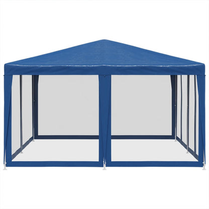 Partytent met 8 mesh zijwanden 4x4 m HDPE blauw