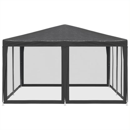 Partytent met 8 mesh zijwanden 4x4 m HDPE antracietkleurig