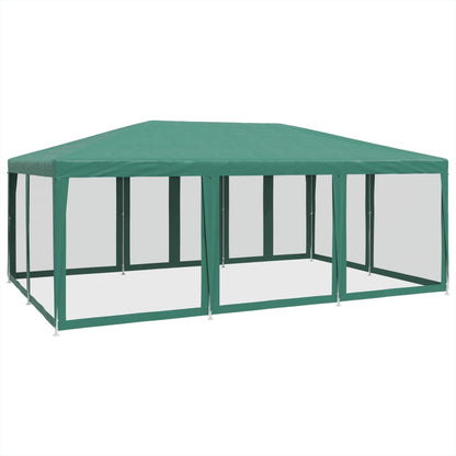 Partytent met 10 mesh zijwanden 6x4 m HDPE groen