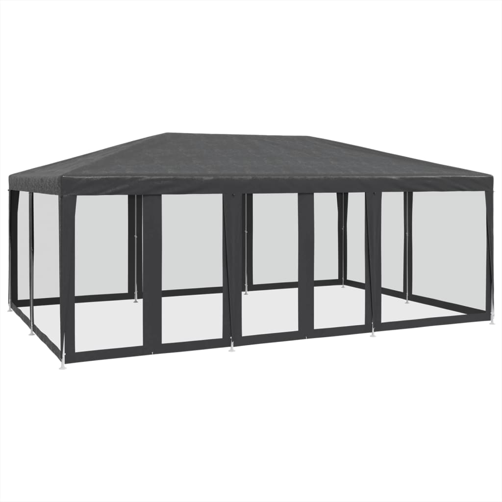 Partytent met 10 mesh zijwanden 6x4 m HDPE antracietkleurig