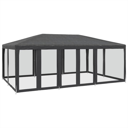 Partytent met 10 mesh zijwanden 6x4 m HDPE antracietkleurig