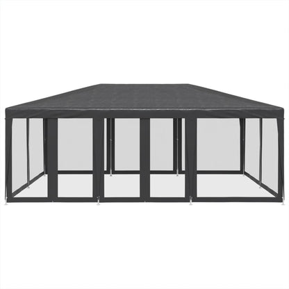 Partytent met 10 mesh zijwanden 6x4 m HDPE antracietkleurig