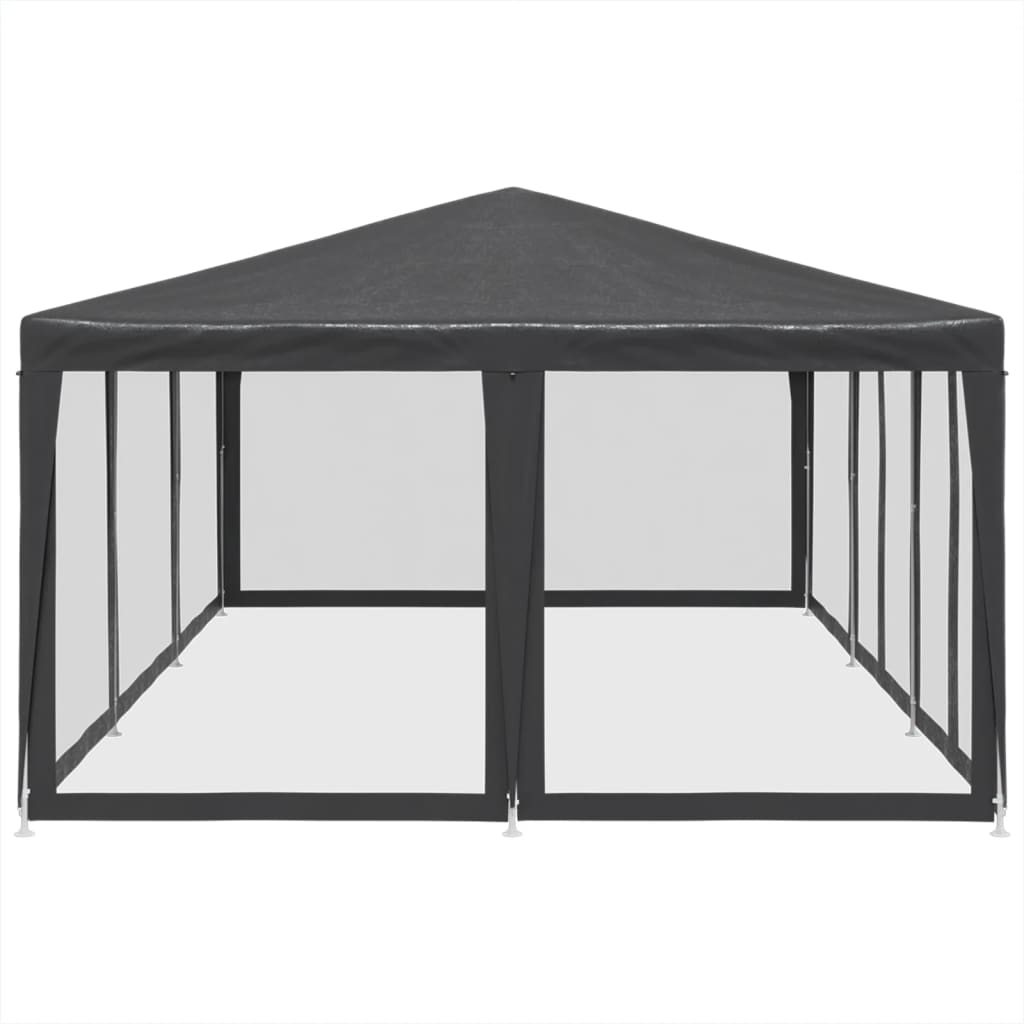 Partytent met 10 mesh zijwanden 6x4 m HDPE antracietkleurig