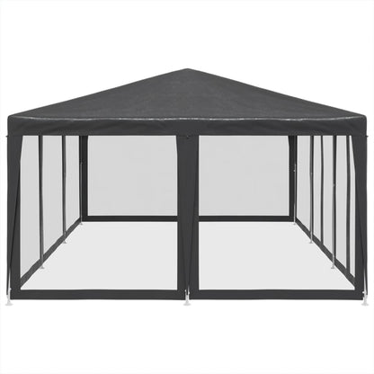 Partytent met 10 mesh zijwanden 6x4 m HDPE antracietkleurig