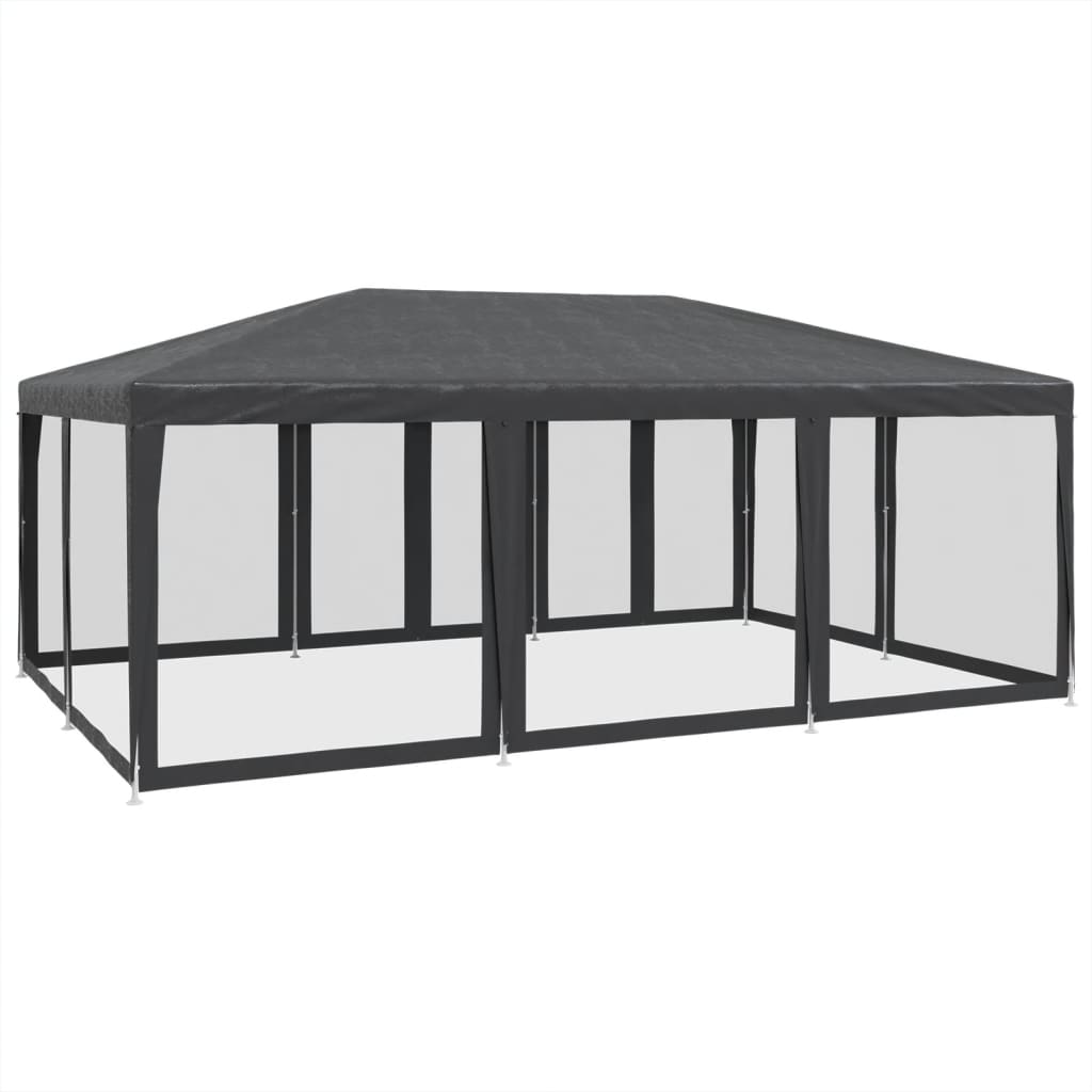 Partytent met 10 mesh zijwanden 6x4 m HDPE antracietkleurig