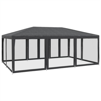 Partytent met 10 mesh zijwanden 6x4 m HDPE antracietkleurig
