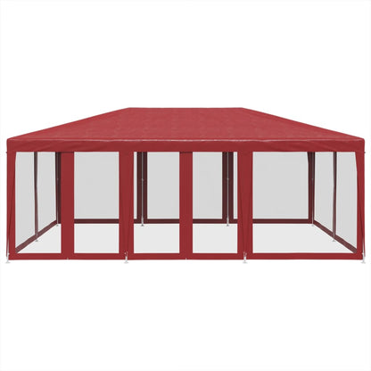 Partytent met 10 mesh zijwanden 6x4 m HDPE rood