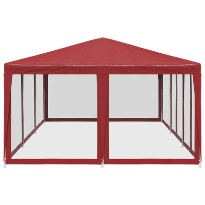 Partytent met 10 mesh zijwanden 6x4 m HDPE rood