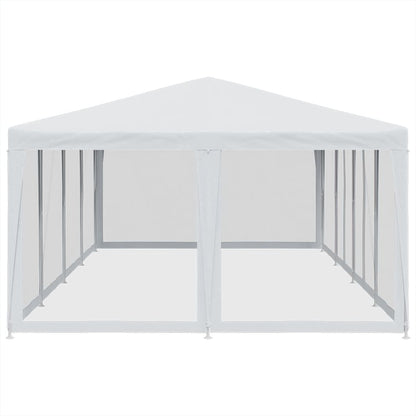 Partytent met 12 mesh zijwanden 8x4 m HDPE wit