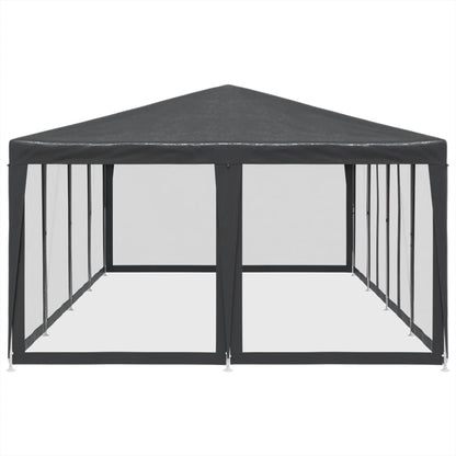 Partytent met 12 mesh zijwanden 8x4 m HDPE antracietkleurig