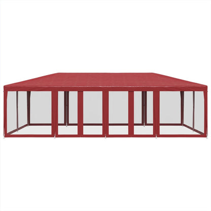 Partytent met 12 mesh zijwanden 8x4 m HDPE rood