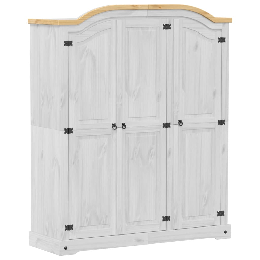 Kledingkast Corona wit 151,5x52x186 cm massief grenenhout