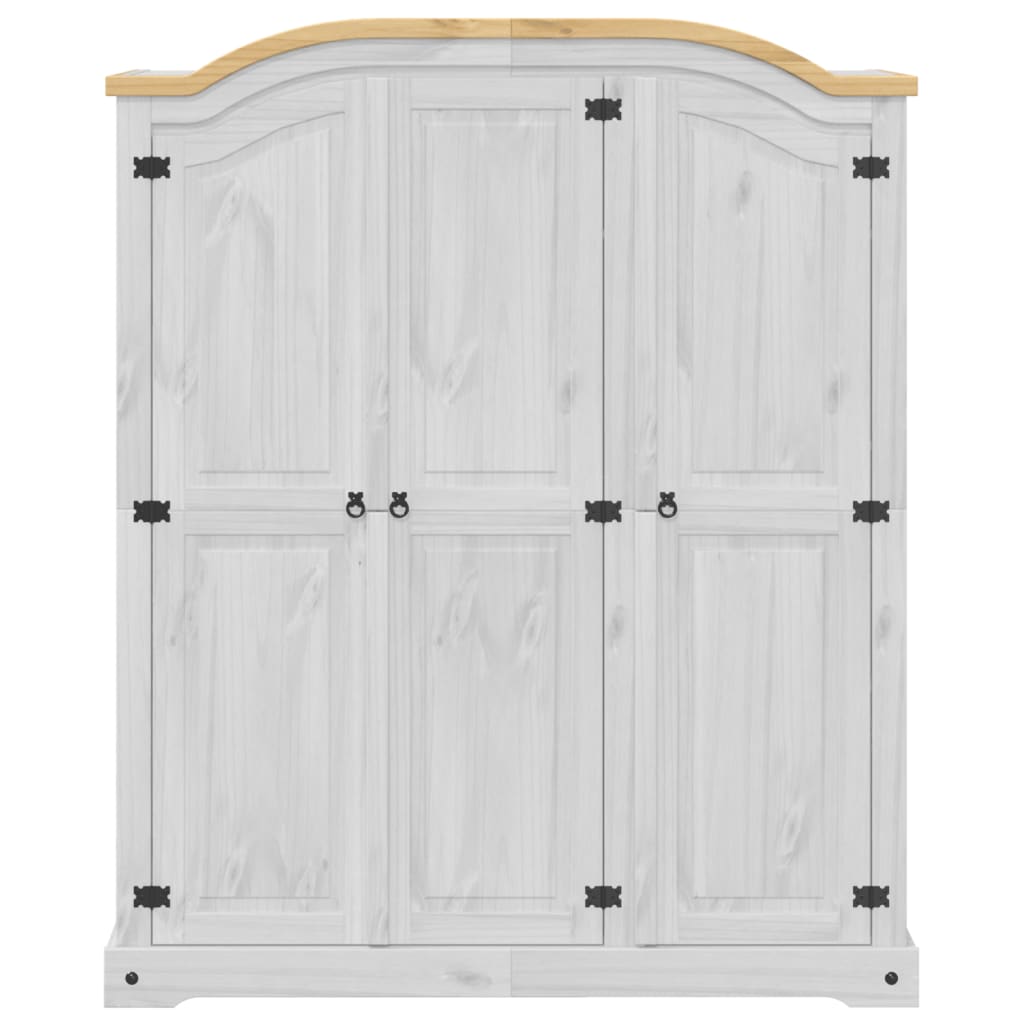 Kledingkast Corona wit 151,5x52x186 cm massief grenenhout