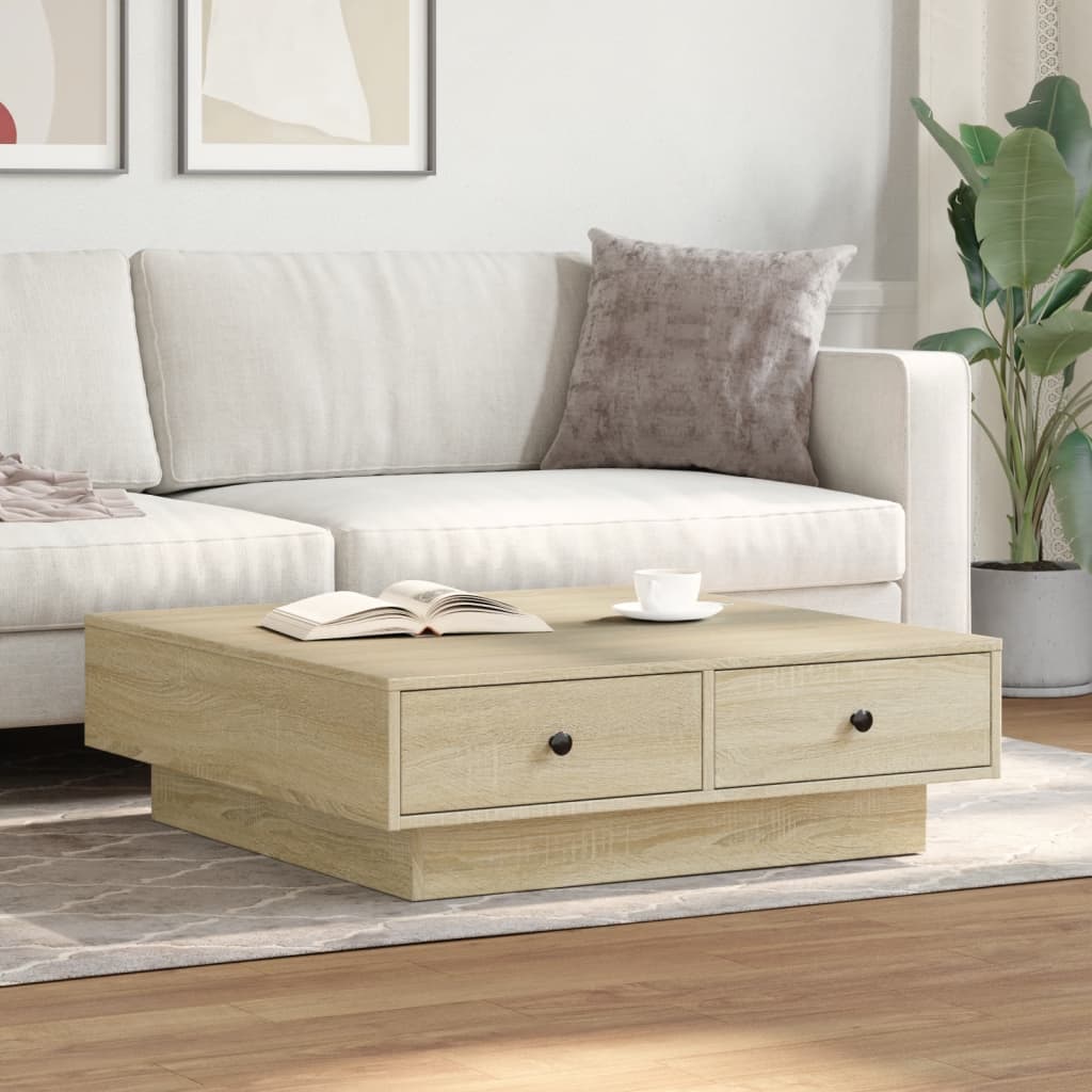 Salontafel 90x90x28 cm spaanplaat sonoma eikenkleurig